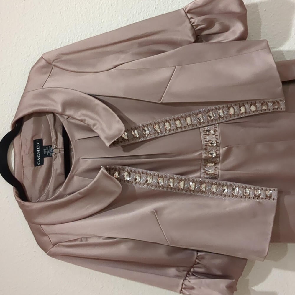 Cachet Blush Long Sleeve Dress with Embellished Jacket - Picture 2 of 10
